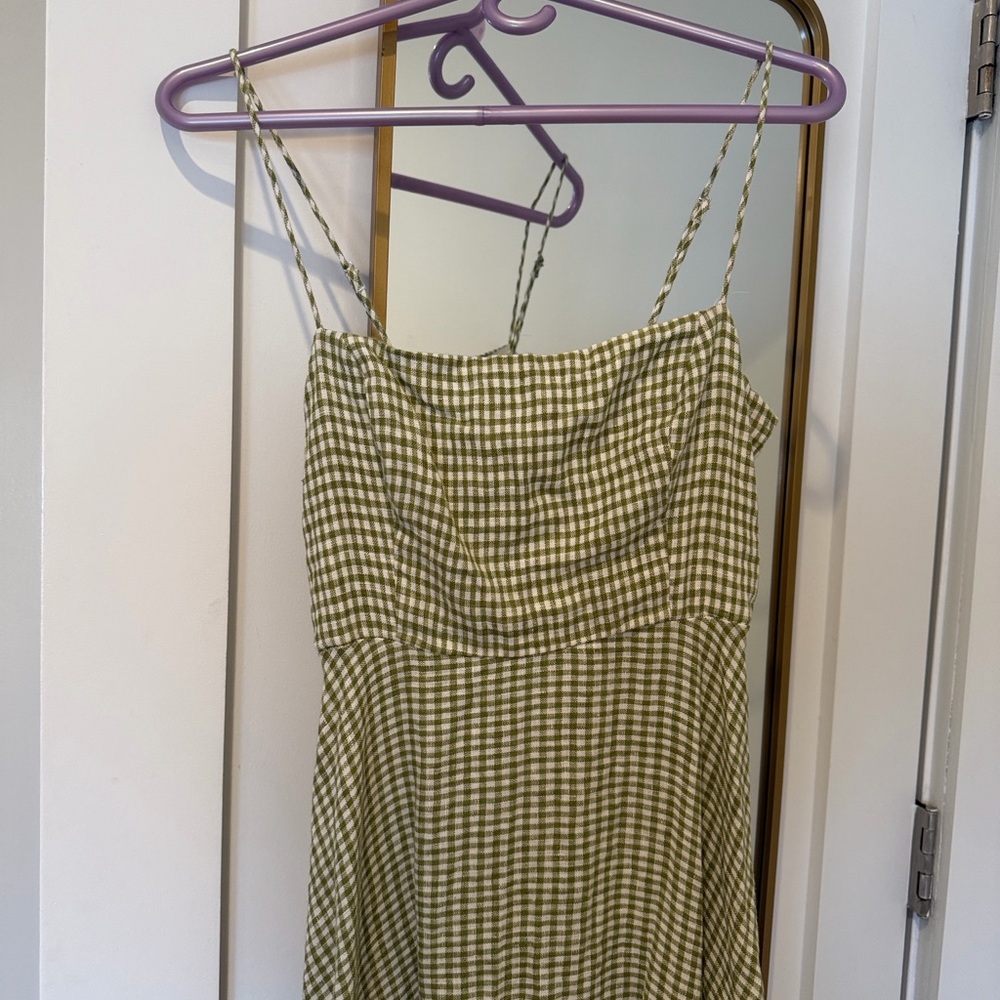 Reformation Green Checkered Maxi Dress - Picture 3 of 7